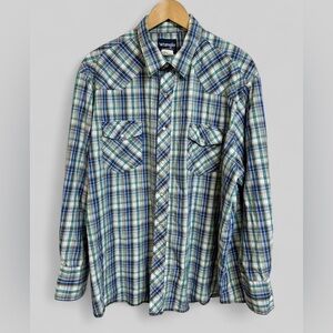 Vintage Men’s Wrangler Plaid Pearl Snap Button Down Shirt Size 2X